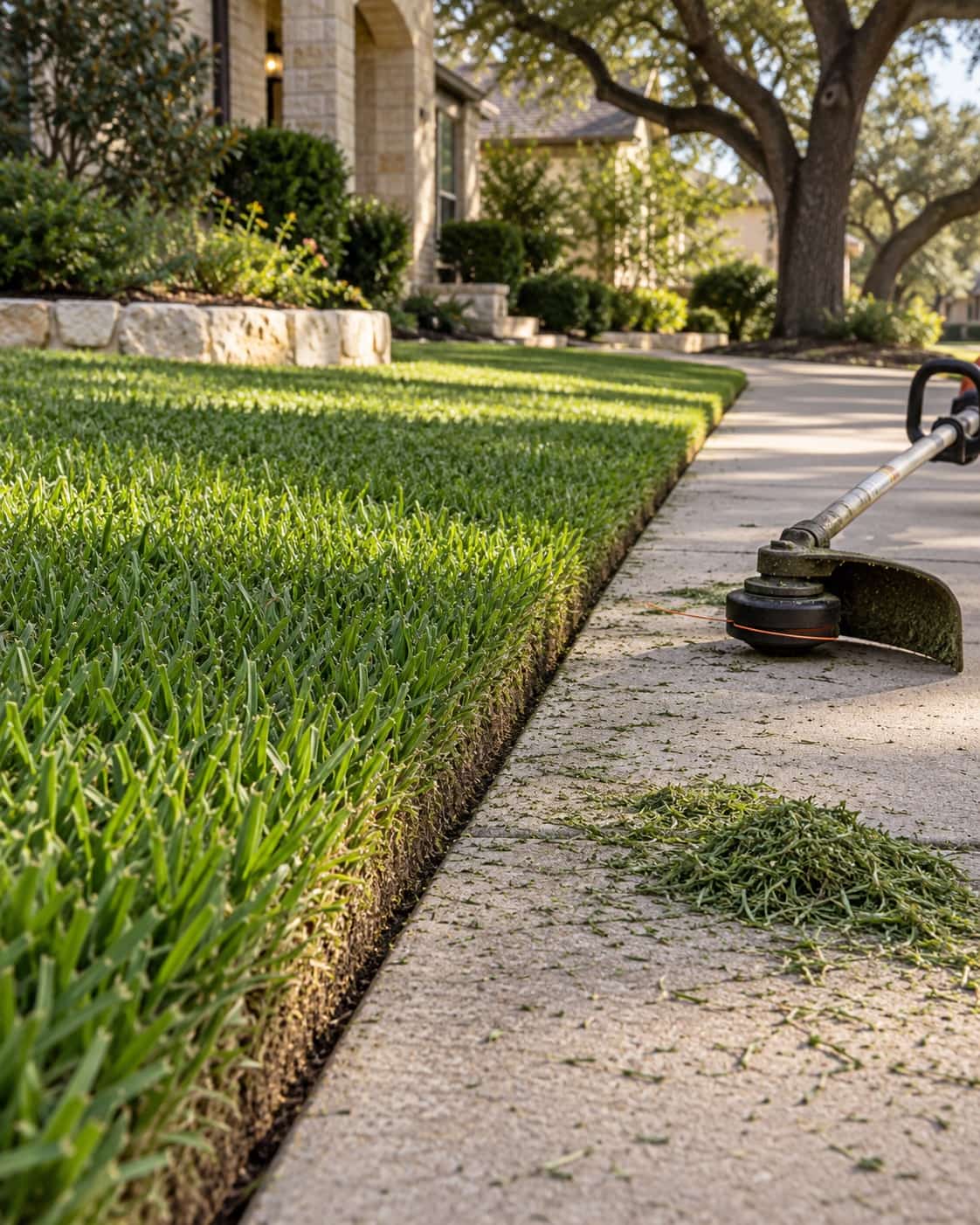 Defined grass edge beside a concrete walk