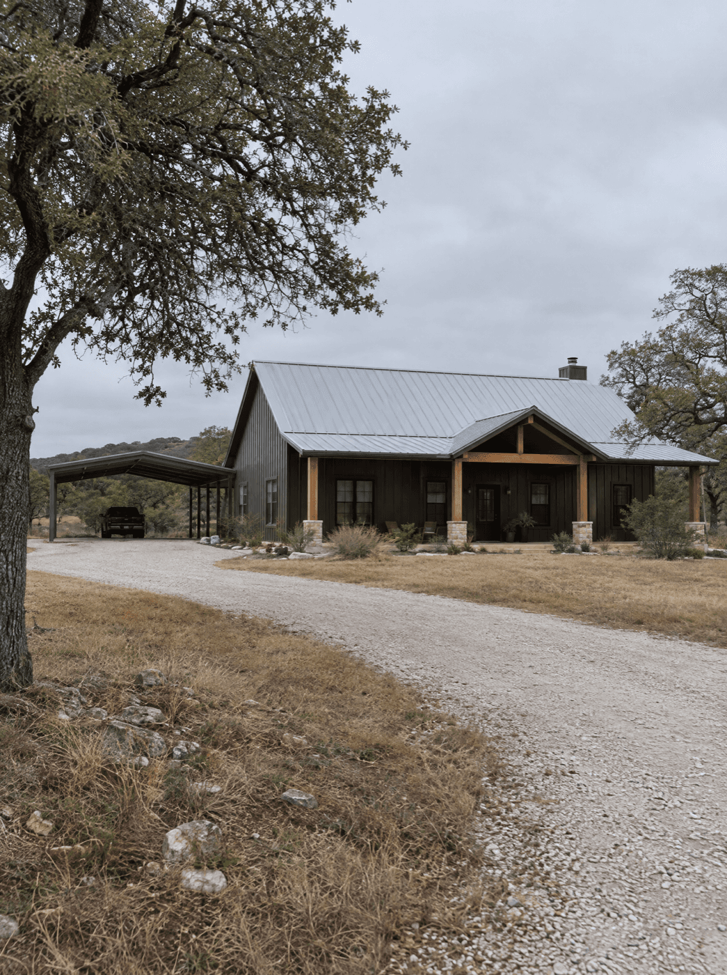 Barndominium steel structure on a Texas Hill Country property by Klema Builders
