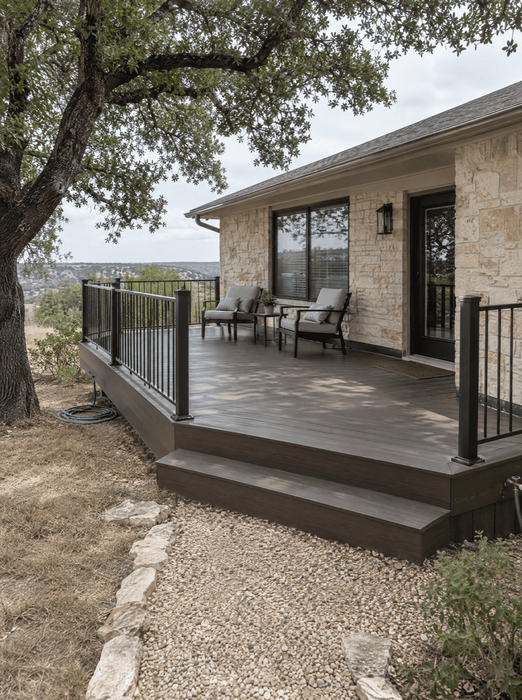 Custom composite backyard deck built in San Antonio, Texas by Klema Builders
