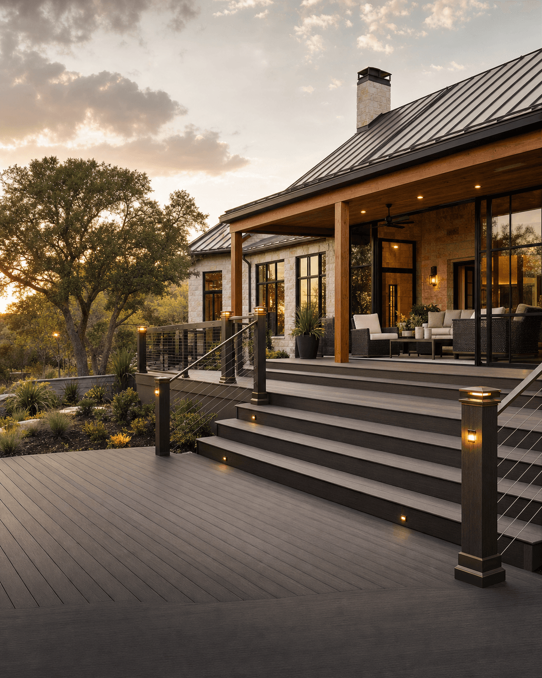Custom composite backyard deck built in San Antonio, Texas by Klema Builders