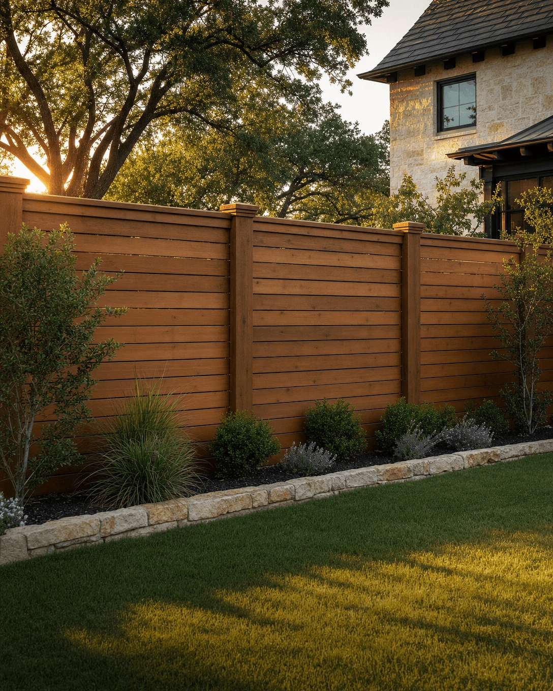 Custom cedar privacy fence in Schertz, Texas