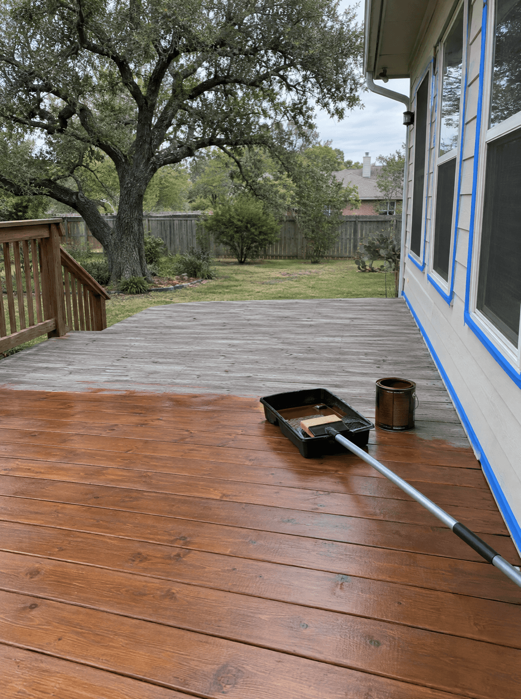 Cedar deck and fence staining and restoration in San Antonio, Texas by Klema Builders