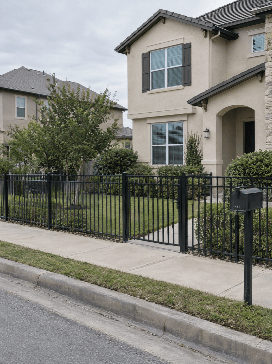 Wrought iron fence along a San Antonio Hill Country property by Klema Builders