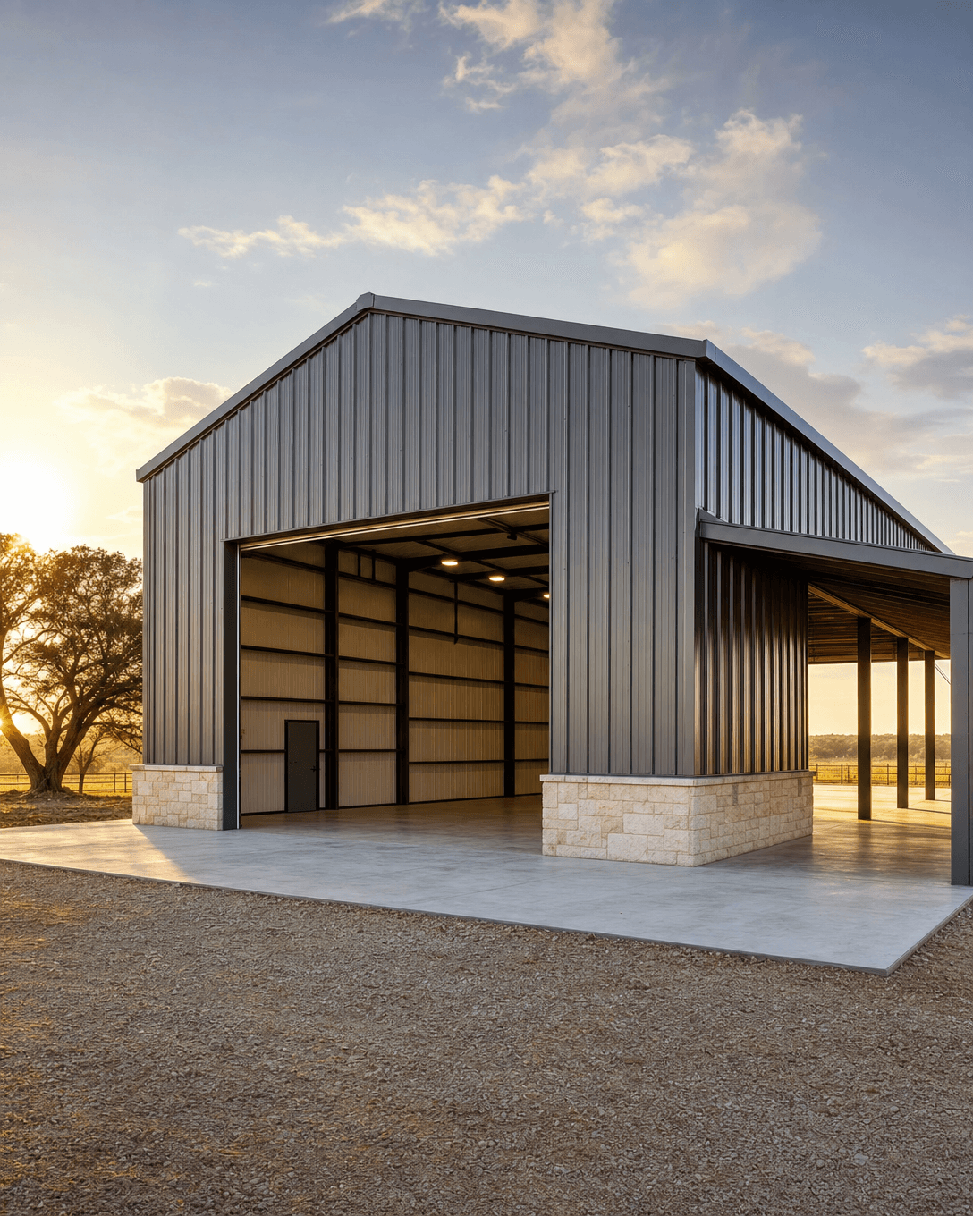 Steel metal building on a Hill Country lot near San Antonio, Texas by Klema Builders