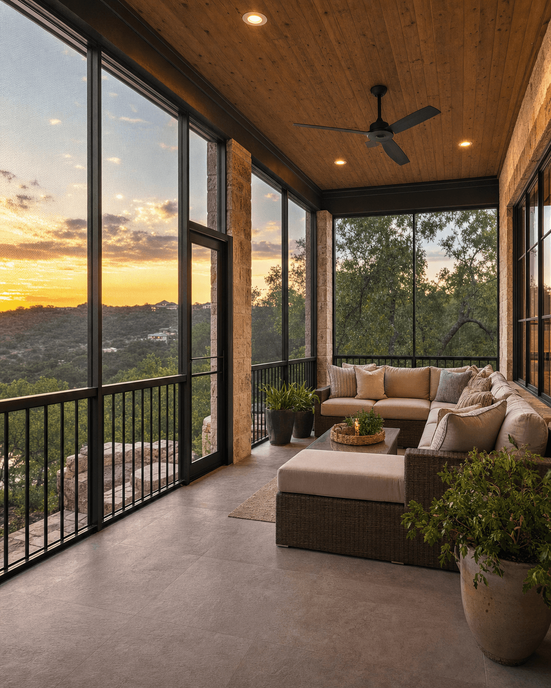 Screened-in porch enclosure for outdoor living in San Antonio, Texas by Klema Builders