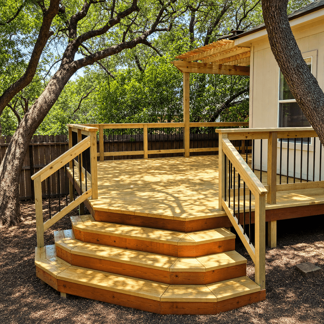 Custom multi-level composite deck overlooking the Texas Hill Country