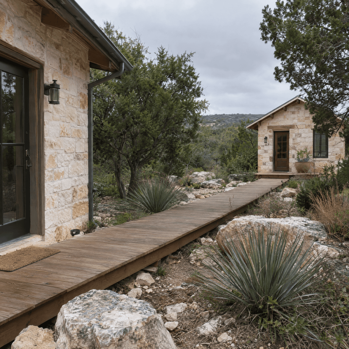 Custom multi-tier deck on a Texas Hill Country lot